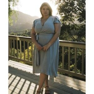 NWT Christy Dawn The Autumn Dress Extended Wrap Dress 2X Plus Washed Blue